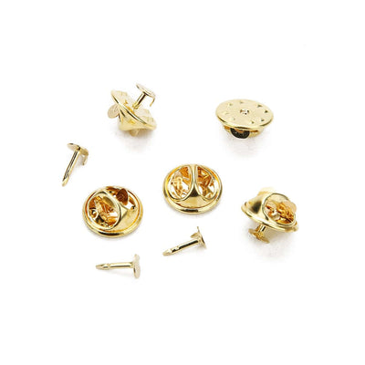 50pcs gold rhodium color copper nail tie tack lapel pin back clutch scatter butterfly clasp squeeze badge holder diy jewelry